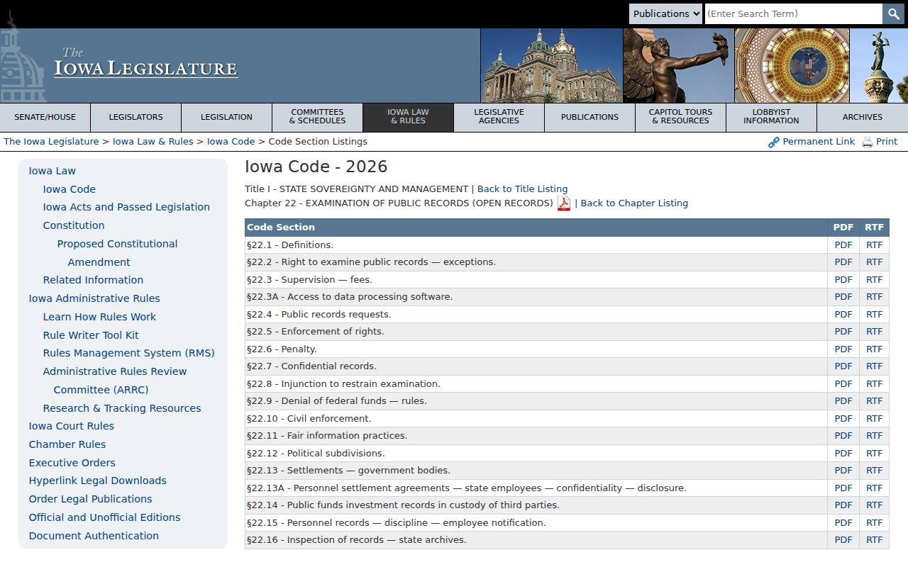 Bremer County warrant access under Iowa Code chapter 22